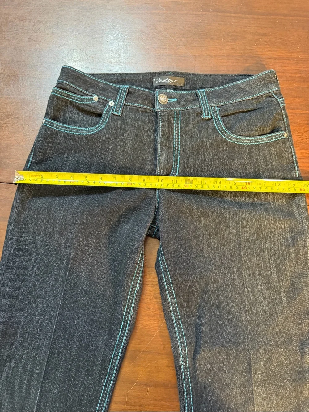 VTG Y2K Black Denim CACHE Contour Collection Sz 10 TALL, Flare Bottom Like New
